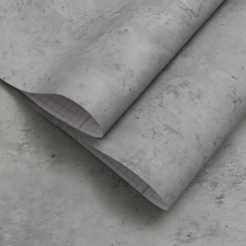 Timeet Concrete Wallpaper Beton Grey Self Adhesive Contact Paper Peel and Stick Wall Covering Sticky Back Vinyl Matte Cement Effect Decorative Film Kitchen Worktop Covering Sticker Waterproof 40x300cm