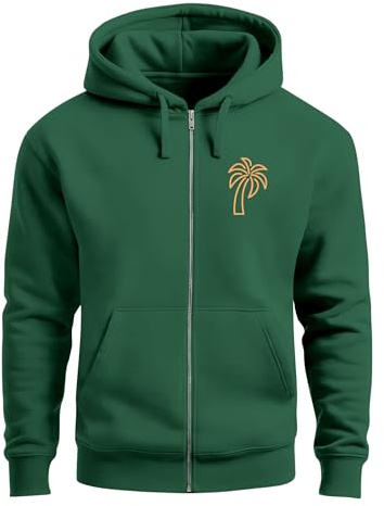 Neverless® Sweatjacke mit Kapuze Herren Print Palme Line Art Motiv Hoodie-Zipjacke Männer Fashion Streetstyle