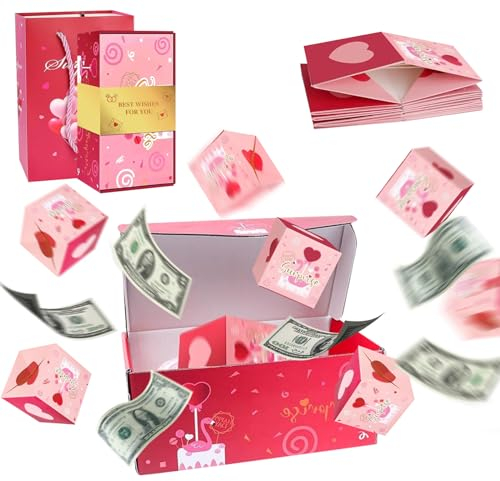 Wekuw Pop Up Überraschungsbox, Kreative Explosionsbox DIY Geschenk Geschenkbox Explosionsbox, mit 10 Box Faltbare Bounce-Überraschungs-Geschenkbox, for Weddings, Anniversaries, Christmas and More