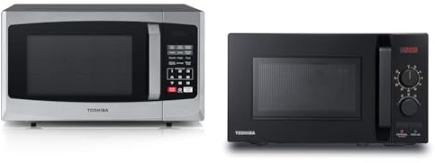 Toshiba 800w 23L Microwave Oven with Digital Display, Auto Defrost, One-Touch Express Cook, 6 Pre-Programmed Auto Cook Settings - ML-EM23P & 800w 20L Microwave Oven - MW2-AM20PF