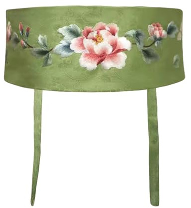 Inzegao Obi-Gürtel für Damen, chinesischer Stil, Stickerei, Blumenmuster, breites Taillenband, Gürtel für Kimono, Grün , Einheitsgröße