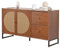Sideboard, Kommode mit 2 Rattan verzierten Türen, Anrichte, Aufbewahrungsschrank mit Verstellbaren Einlegeböden und Metallgriffe für Schlafzimmer & Wohnräume, Mehrzweckschrank, Braun, 130x40x75cm