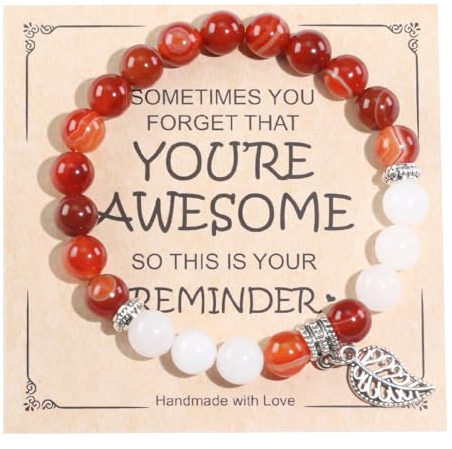 Ouubuuy 8mm perles de guérison pierre rose quartz poudre Zebra jade femmes bracelet, bracelet pendentif pierre gemme, Chakra Yoga Pierre cristal bracelet, bracelet couple/amitié/partenaire (Type-H)