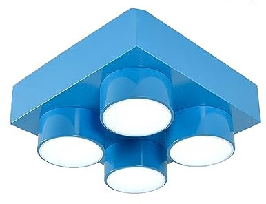 Deckenleuchten Metallische Baustein-Deckenleuchte Moderne kreative LED-Acryl-Deckenleuchte Flush Mount Close To Ceiling Light Fixtures for Spielzimmer Kinderzimmer Kinderzimmer Kindergarten(Blue,50*50