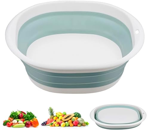 hzbaiyi Collapsible Washing Up Bowl, Portable Wash Basin Silicone Plastic Basket Multipurpose Outdoor Travel Basin Camping Sink, Portable Multifunctional for Camping Travel Kitchen(4-5L)