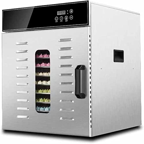 Deshidratador de alimentos para cecina, carne, frutas, carne de res, hierbas y alimentos para mascotas, secadora comercial de acero inoxidable con 12 bandejas, 1000 W, temporizador ajustable, con