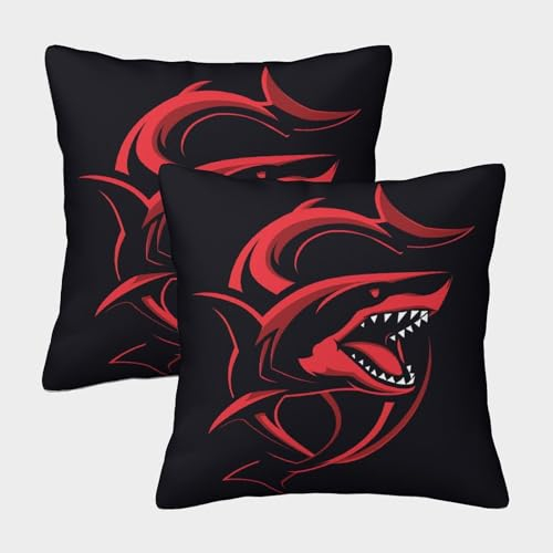 XIAOCHENG Haie Dekorative Kissenbezüge,Versteckter Reißverschluss Anime-StilKissenhülle, Für Autodekoration, Zuhause, Sofa, Bettwäsche Kissenbezug 2er-Set 50x50cm