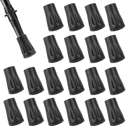 20x Puntas de Bastones Senderismo, Protector de Trekking Bastones, Bastones Trekking Accesorios Puntas de Goma, Tapas para Bastones de Senderismo para Bastones Marcha nordica Palos Bastones Caminar