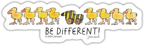 Spreadshirt Janosch Tigerente Be Different Spruch Sticker, max. 10 x 10 cm, 10 x 10 cm, Mattweiß