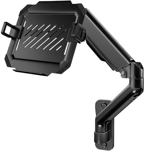 Supporto Monitor e Laptop Muro con Vassoio,Braccio Monitor per Laptop 12-17,Piattaforma di raffreddamento ventilata Gestione dei cavi,Capacità Fino a 9kg,VESA 75/100mm