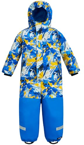 Gogokids Combinaison de neige une pièce pour garçons et filles de 3 à 9 ans, combinaison de neige imperméable pour l'hiver, bleu, 4-5 ans