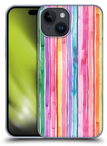 Head Case Designs Officially Licensed Ninola Rainbow Stripes Colorful Geometric Hard Back Case Compatible With Apple iPhone 15