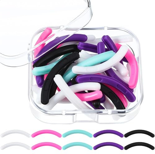 Wimpernzangen-Pads, 30 Stück Wimpernzangen-Pads, Silikon-Gummi-Ersatz-Waffenwickler, Ersatz-Pads für universelle Wimpernzange mit einer transparenten Aufbewahrungsbox (mehrfarbig)