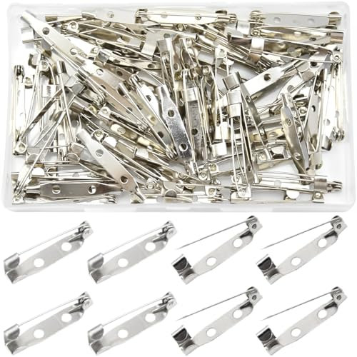 JEYORZY Barres Fermoir de Sécurité, 200 Pièces attache pins, epingles a nourrice, Broches de Sécurité, epingle, Fermoir de Broche, Épingles de Barres pour Bijoux et Travaux Manuels(20 mm)
