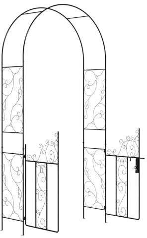 HKYBCF 7,5' Metall-Gartenbogen mit Tor, Gartenlauben-Spalier for Kletterpflanzen, Rosen, Weinreben, Hochzeitsbogen for den Garten im Freien