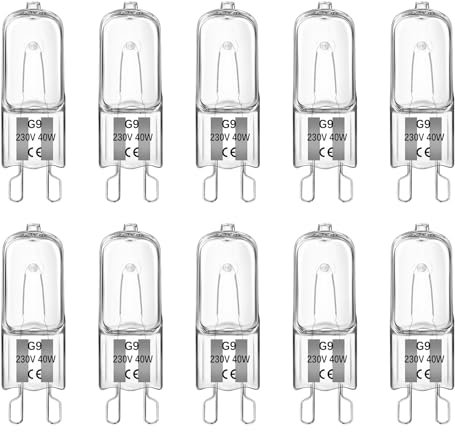 Liuyife 10 Pièces Ampoule Halogène G9 40W 230V Dimmable, Blanc Chaud 2700K 520LM, Ampoules Capsule G9 pour Four, Micro-ondes, Plafonniers, Lampes Murales