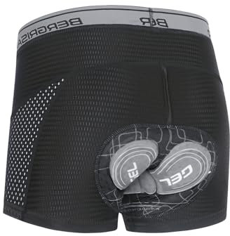 BERGRISAR Fahrradunterhose Radunterhose für Herren 4D Gepolstert Fahrradhose Fahrrad Rennrad Unterwäsche, Grau-Schwarz, M