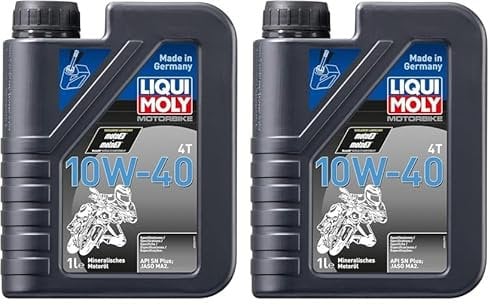 LIQUI MOLY Motorbike 4T 10W-40 | 1 L | Motorrad 4-Takt-Öl | Art.-Nr.: 3044, farblos (Packung mit 2)