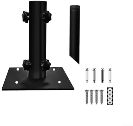 DystopiaWorld Bolt Down Patio Umbrella Base, Multifunctional Outdoor Deck Umbrella Mount, Adjustable Range 1.12''-1.57'' Fits, For Garden, Patio