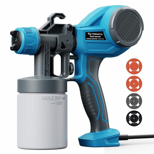 Tilswall Pistola per Verniciare, HVLP Pistola a Spruzzo per Verniciare con 4 Ugelli & 3 Modalità, Spistola Vernice a Spruzzo 600ml, Facile da Usare per Pareti, Mobili, Interni ed Esterni