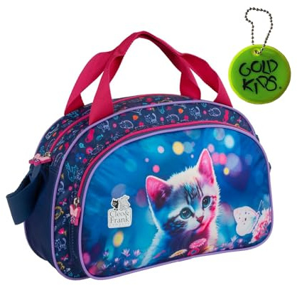 Goldkids - Sporttasche Kinder für Mädchen & Jungen - Umhängetasche mit Katze Motiv - Schwimmtasche mit verstärktem Boden - Trainingstasche 40 cm x 23 cm x 14 cm