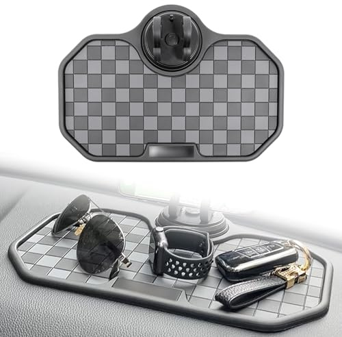 GCZCC Tapis antidérapant en silicone pour tableau de bord de voiture multifonction avec support pour téléphone et accessoires - Tapis adhésif antidérapant en PVC pour téléphones, clés, lunettes de