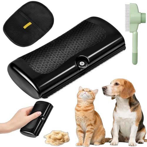 Fellwunder Bürste Hund, 3-in-1 Haarbürste für Hunde und Katzen, Unterfellbürste Hunde mit Ergonomischem Griff, Hundebürste Kurzhaar für Tägliche Fellpflege und Haarentfernung