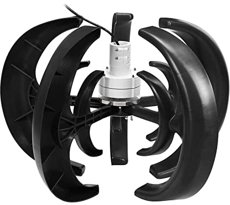 HENGJINGTR Set di Turbina Eolica Verticale 14000W Senza Rumore, Turbina Eolica 12V 24V 48V 220V a 5 Pale con Controller MPPT, Generatore Eolico per Uso Domestico,220v