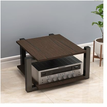 Walnut HiFi Rack Modern Stereo Component Stand AV Media Shelf Wooden Audio Video Storage 2Tier DVD/CD Player Console for Home Theater TV