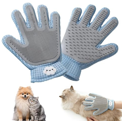 KASESSS 1 styck kattborsthandske, djurhårsborttagare, handske, kan användas pälsvårdshandske med noppor, 2-i-1 återanvändbara handskar, tvätthandske för mild hårborttagning