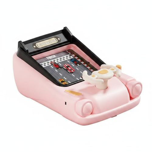 LRXFPIYF Kinder Rennsimulator Spielzeug Lenkrad Fahrsimulator Fahrzeugabenteuer Autorennspiel Lernspiel Interaktive Fahrt mit Drehbarem Lenkrad Realistischer , Pink , Lade-Set