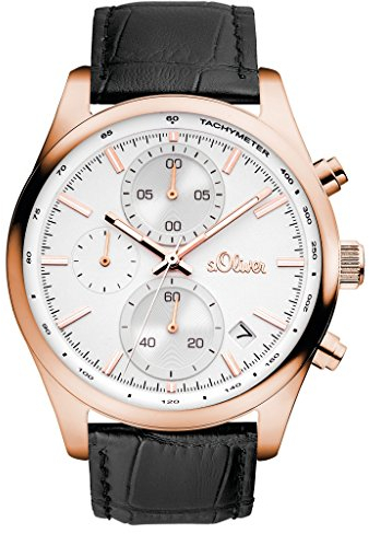 s.Oliver Time Herren Armbanduhr Chronograph Quarz Leder SO-3347-LC