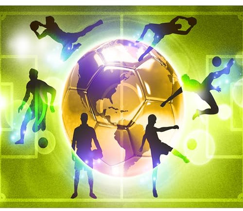 murando Fototapete Fussball 100x70 cm Vlies Tapeten Wandtapete XXL Moderne Wanddeko Design Wand Dekoration Wohnzimmer Schlafzimmer Büro Flur Fußball grün Kindertapete Kinderzimmer Kinder