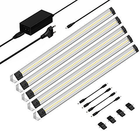 parlat LED Unterbau-Leuchte SIRIS, Eckmontage, flach, je 50cm, je 655lm, weiß, 5er Set