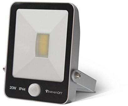 SevenOn Projecteur extérieur LED Outdoor 09254, 20 W équivalent à 100 W, LED COB avec détecteur de mouvement, 120°, 1500 lumens, 4000 K, blanc neutre, IP44, non dimmable