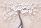 wandmotiv24 Fototapete Baum Lila, XXL 400 x 280 cm - 8 Teile, Wanddeko, Wandbild, Wandtapete, Blüten, Beton, Effekt M1915