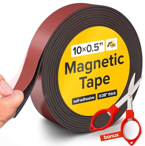 Nastro magnetico super adesivo (3 m x 1,27 cm), striscia magnetica Stong con retro adesivo per fai da te e artigianato, facile da tagliare e montare su frigoriferi, lavagne bianche e altro ancora