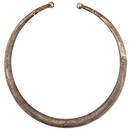 Touchstone Bollywood Schön Temperierte Hand geschlagen Designerschmuck Torque-Halskette Antike-Silber-Ton für Frauen.