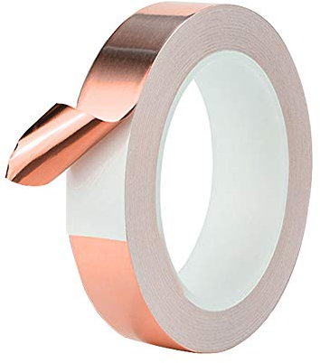 QitinDasen 50M X 20mm Premium Cuivre Feuille Adhésif Ruban avec Adhésif Conducteur, pour Blindage EMI, Artisanat, Anti-limaces, Réparations Electriques, Circuits Papier