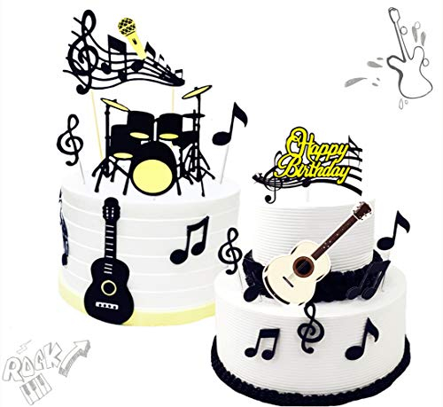 JeVenis Adorno para Cupcakes de Estrella de Rock Primeros de la Magdalena de las Notas Musicales Topper de Pastel de Guitarra para Músicos Fiesta de Bienvenida al Bebé