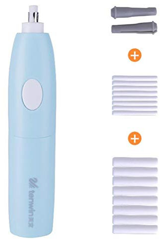 KUANDARM Caoutchouc Gomme Électrique, 1 Gomme Électrique Automatique Portable Crayon en Caoutchouc Gomme Opérée par 2 Piles AAA avec 16 PCS Gomme Recharges Blister La Peinture, Blue