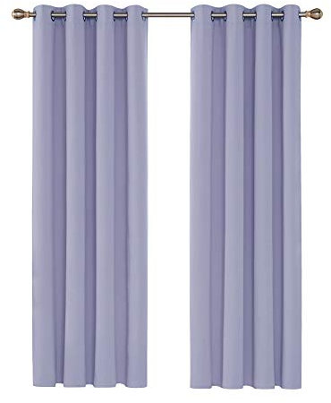 Deconovo Blickdichte Gardinen mit Ösen Verdunkelungsvorhang Schlafzimmer Wohnzimmer, 240x135cm(HöhexBreite), Lavendel, 2er Set