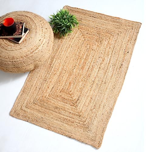 Second Nature Online - Dhaka Juteteppich | 100% Naturfaser | Handgewebt | Ethischer Handel | Umweltfreundlich (Rechteck - 60 x 90 cm)