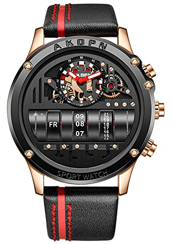 rorios Herren Uhr Analoger Quarzuhr mit Lederband Wasserdicht Business Armbanduhr Leuchtende Kleid Uhren für Männer Herren