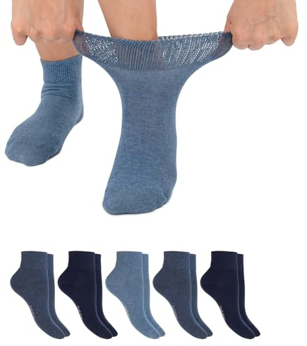 Footstar Calcetines diabéticos (6 pares) sin costuras sin cintura elástica para hombre y mujer, 43-46
