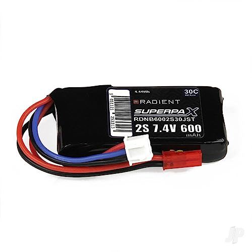 Radient 600mAh 2S 7.4v 30C RC LiPo Battery w/JST Connector Plug