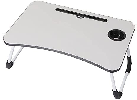 Foldable Laptop Bed Table - Breakfast Tray | Versatile With Variety Of Uses | Mini Picnic Table | Notebook Stand Reading Holder | Comfortable With Tablets & Laptops Up To 15.6’’ - GREY