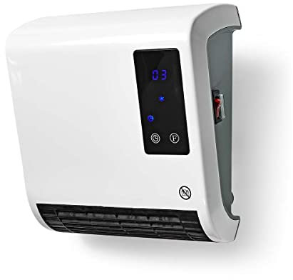 Ex-Pro Bathroom Fan Heater, 2kW, Wall Mounted, with LED Display, 2 Heat Power Settings, 7 Day Timer and Remote Control, White