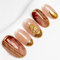 Sun&Beam Nails Handgefertigte Kunstnägel Mittel Lang Oval Nägel zum Aufkleben in Gold Braun Blumen Verlauf Handgemalt Design mit Klebepads 10 Stück (#015 XS)
