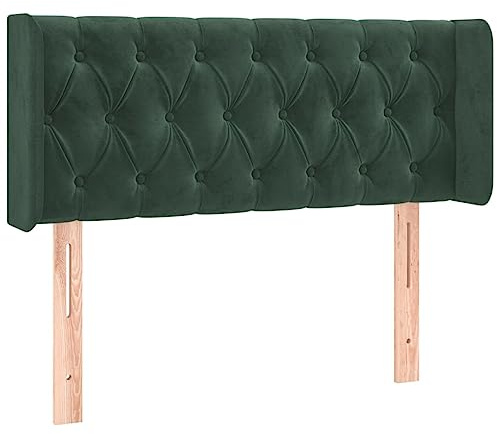 vidaXL Kopfteil mit Ohren Polsterkopfteil Betthaupt Bettkopfteil für Bett Bettgestell Bettzubehör Schlafzimmer Dunkelgrün 103x16x78/88cm Samt
